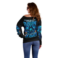 Witch Skull Off Shoulder Sweater Stranger Think I'm Quiet My Best Friends Know I'm Crazy - Wonder Print Shop