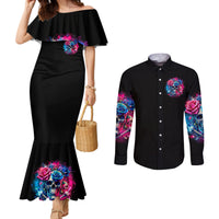 Rose SKull Couples Matching Mermaid Dress and Long Sleeve Button Shirt Sorry Honey Sarcasm Falls Out Of My Mouth Just Like Stupid Fall From Your