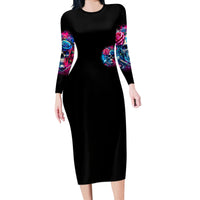 Rose SKull Long Sleeve Bodycon Dress Sorry Honey Sarcasm Falls Out Of My Mouth Just Like Stupid Fall From Your - Wonder Print Shop