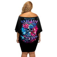Rose SKull Off Shoulder Short Dress Sorry Honey Sarcasm Falls Out Of My Mouth Just Like Stupid Fall From Your - Wonder Print Shop