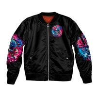 Rose SKull Sleeve Zip Bomber Jacket Sorry Honey Sarcasm Falls Out Of My Mouth Just Like Stupid Fall From Your - Wonder Print Shop