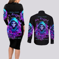 Witch Skull Couples Matching Long Sleeve Bodycon Dress and Long Sleeve Button Shirt I Hold A Beast An Angel And Crazy Lady In Me - Wonder Print Shop