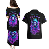 Witch Skull Couples Matching Puletasi and Hawaiian Shirt I Hold A Beast An Angel And Crazy Lady In Me - Wonder Print Shop