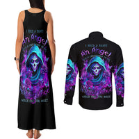 Witch Skull Couples Matching Tank Maxi Dress and Long Sleeve Button Shirt I Hold A Beast An Angel And Crazy Lady In Me - Wonder Print Shop
