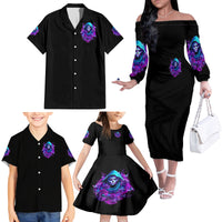 Witch Skull Family Matching Off Shoulder Long Sleeve Dress and Hawaiian Shirt I Hold A Beast An Angel And Crazy Lady In Me - Wonder Print Shop