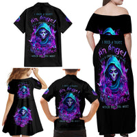 Witch Skull Family Matching Off Shoulder Maxi Dress and Hawaiian Shirt I Hold A Beast An Angel And Crazy Lady In Me - Wonder Print Shop