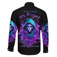 Witch Skull Family Matching Short Sleeve Bodycon Dress and Hawaiian Shirt I Hold A Beast An Angel And Crazy Lady In Me - Wonder Print Shop