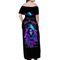 Witch Skull Off Shoulder Maxi Dress I Hold A Beast An Angel And Crazy Lady In Me - Wonder Print Shop