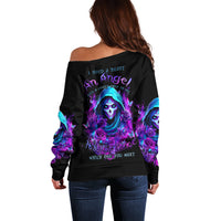 Witch Skull Off Shoulder Sweater I Hold A Beast An Angel And Crazy Lady In Me - Wonder Print Shop