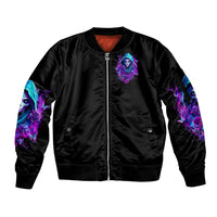 Witch Skull Sleeve Zip Bomber Jacket I Hold A Beast An Angel And Crazy Lady In Me - Wonder Print Shop