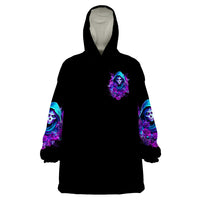 Witch Skull Wearable Blanket Hoodie I Hold A Beast An Angel And Crazy Lady In Me - Wonder Print Shop