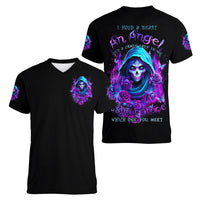 Witch Skull Women V Neck T Shirt I Hold A Beast An Angel And Crazy Lady In Me - Wonder Print Shop