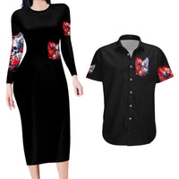 Evil Angel Skull Couples Matching Long Sleeve Bodycon Dress and Hawaiian Shirt Heaven Don't Want Me And Hell Afraid - Wonder Print Shop
