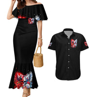 Evil Angel Skull Couples Matching Mermaid Dress and Hawaiian Shirt Heaven Don't Want Me And Hell Afraid - Wonder Print Shop