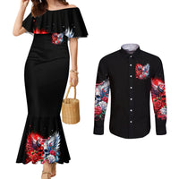 Evil Angel Skull Couples Matching Mermaid Dress and Long Sleeve Button Shirt Heaven Don't Want Me And Hell Afraid