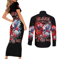 Evil Angel Skull Couples Matching Short Sleeve Bodycon Dress and Long Sleeve Button Shirt Heaven Don't Want Me And Hell Afraid - Wonder Print Shop