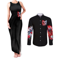 Evil Angel Skull Couples Matching Tank Maxi Dress and Long Sleeve Button Shirt Heaven Don't Want Me And Hell Afraid - Wonder Print Shop
