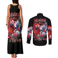 Evil Angel Skull Couples Matching Tank Maxi Dress and Long Sleeve Button Shirt Heaven Don't Want Me And Hell Afraid - Wonder Print Shop