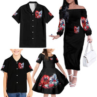 Evil Angel Skull Family Matching Off Shoulder Long Sleeve Dress and Hawaiian Shirt Heaven Don't Want Me And Hell Afraid - Wonder Print Shop