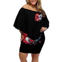 Evil Angel Skull Family Matching Off Shoulder Short Dress and Hawaiian Shirt Heaven Don't Want Me And Hell Afraid - Wonder Print Shop