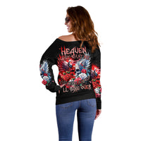 Evil Angel Skull Off Shoulder Sweater Heaven Don't Want Me And Hell Afraid - Wonder Print Shop