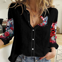 Evil Angel Skull Women Casual Shirt Heaven Don't Want Me And Hell Afraid - Wonder Print Shop