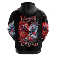 Evil Angel Skull Zip Hoodie Heaven Don't Want Me And Hell Afraid - Wonder Print Shop