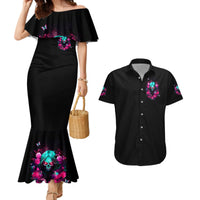 Rose Skull Couples Matching Mermaid Dress and Hawaiian Shirt I'm Not Anti-Social I'm Just Not User Friendly - Wonder Print Shop