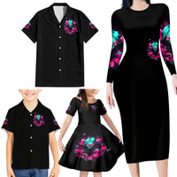 Rose Skull Family Matching Long Sleeve Bodycon Dress and Hawaiian Shirt I'm Not Anti-Social I'm Just Not User Friendly - Wonder Print Shop