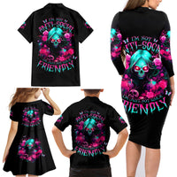 Rose Skull Family Matching Long Sleeve Bodycon Dress and Hawaiian Shirt I'm Not Anti-Social I'm Just Not User Friendly - Wonder Print Shop