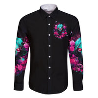 Rose Skull Family Matching Long Sleeve Bodycon Dress and Hawaiian Shirt I'm Not Anti-Social I'm Just Not User Friendly - Wonder Print Shop