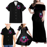 Rose Skull Family Matching Off Shoulder Maxi Dress and Hawaiian Shirt I'm Not Anti-Social I'm Just Not User Friendly - Wonder Print Shop