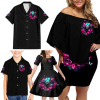 Rose Skull Family Matching Off Shoulder Short Dress and Hawaiian Shirt I'm Not Anti-Social I'm Just Not User Friendly - Wonder Print Shop