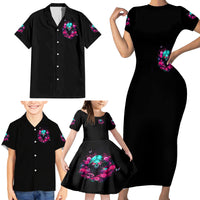 Rose Skull Family Matching Short Sleeve Bodycon Dress and Hawaiian Shirt I'm Not Anti-Social I'm Just Not User Friendly - Wonder Print Shop