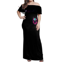 Rose Skull Off Shoulder Maxi Dress I'm Not Anti-Social I'm Just Not User Friendly - Wonder Print Shop