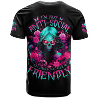 Rose Skull T Shirt I'm Not Anti-Social I'm Just Not User Friendly - Wonder Print Shop
