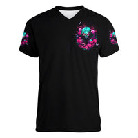 Rose Skull Women V Neck T Shirt I'm Not Anti-Social I'm Just Not User Friendly - Wonder Print Shop