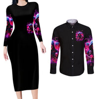Witch Skull Couples Matching Long Sleeve Bodycon Dress and Long Sleeve Button Shirt I'm Not Anti-Social I'm Just Not User Friendly - Wonder Print Shop