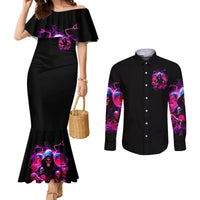Witch Skull Couples Matching Mermaid Dress and Long Sleeve Button Shirt I'm Not Anti-Social I'm Just Not User Friendly