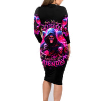 Witch Skull Family Matching Long Sleeve Bodycon Dress and Hawaiian Shirt I'm Not Anti-Social I'm Just Not User Friendly - Wonder Print Shop