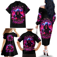 Witch Skull Family Matching Off Shoulder Long Sleeve Dress and Hawaiian Shirt I'm Not Anti-Social I'm Just Not User Friendly - Wonder Print Shop