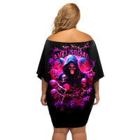 Witch Skull Off Shoulder Short Dress I'm Not Anti-Social I'm Just Not User Friendly - Wonder Print Shop
