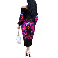 Witch Skull Off The Shoulder Long Sleeve Dress I'm Not Anti-Social I'm Just Not User Friendly - Wonder Print Shop