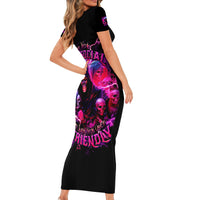 Witch Skull Short Sleeve Bodycon Dress I'm Not Anti-Social I'm Just Not User Friendly - Wonder Print Shop