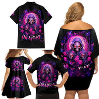 Rose Skull Family Matching Off Shoulder Short Dress and Hawaiian Shirt DILLIGAG - Wonder Print Shop
