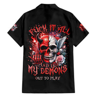 Evil Angel Skull Family Matching Summer Maxi Dress and Hawaiian Shirt Fuck It All And Let My Demons Out To Play - Wonder Print Shop