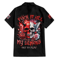 Evil Angel Skull Hawaiian Shirt Fuck It All And Let My Demons Out To Play - Wonder Print Shop