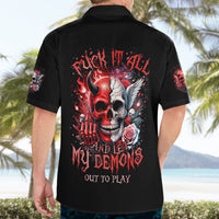 Evil Angel Skull Hawaiian Shirt Fuck It All And Let My Demons Out To Play - Wonder Print Shop
