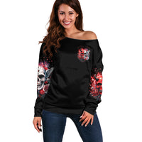 Evil Angel Skull Off Shoulder Sweater Fuck It All And Let My Demons Out To Play - Wonder Print Shop