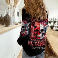 Evil Angel Skull Women Casual Shirt Fuck It All And Let My Demons Out To Play - Wonder Print Shop